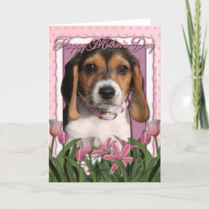 Cartão Dia de as mães - Tulipas Cor-de-Rosa - Puppia do S