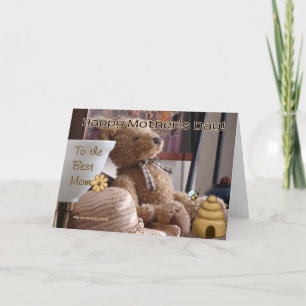 Cartão dia de as mães - Urso de Teddy - Placa - Personali
