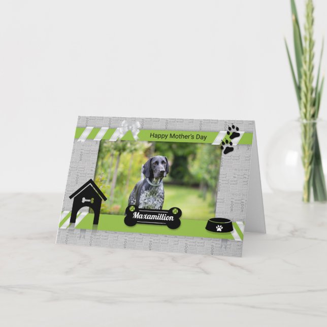 Cartão Dia de as mães Verde da Foto Canina (Frente)