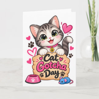 Cartão Dia de Captura do Gatinho Fofo