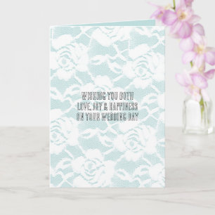 Cartão Dia de casamento floral dos rosas de renda branca