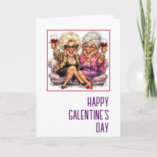 Cartão Dia de Galentine Glamourosas Senhoras Idosas