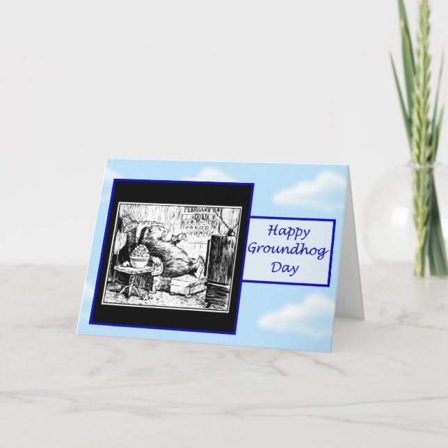 Cartão Dia de Groundhog feliz com o groundhog que olha a (Frente)