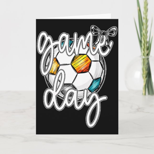 Cartão Dia de Jogo de Futebol Retro Coquette Bow Mulheres (Frente)