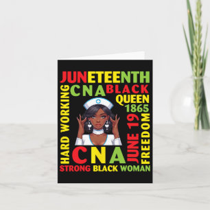 Cartão Dia de Juneteenth Cna Trabalhador Negro Rainha For