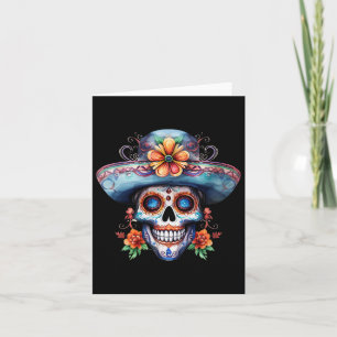 Cartão Dia De Los Muertos Crânio De Açúcar Floral Dia Dos