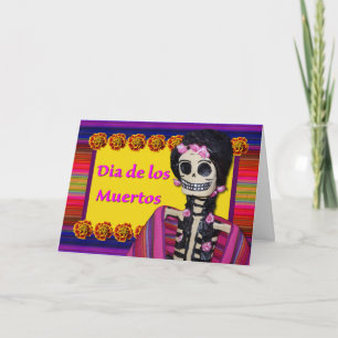 Cartão Dia de los Muertos da Figurina Morta