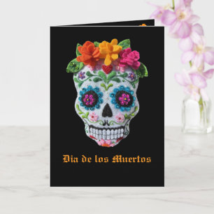 Cartão Dia de Los Muertos Dia dos Mortos Bordado Caveira