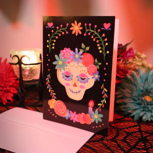 Cartão Dia de los Muertos Sugar Skull Simpatia