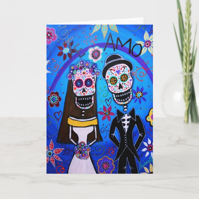 Cartão Dia de los Muertos Wedding (Frente)