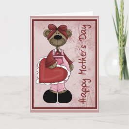 Cartão Dia de Mother´s do urso do coração
