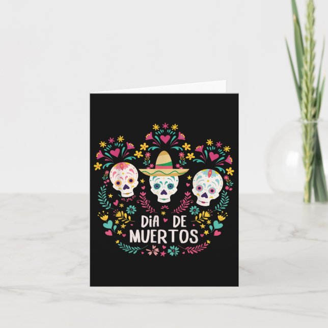 Cartão Dia De Muertos Skeleton Head Sugar Bone Halloween (Frente)
