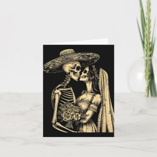 Cartão Dia De Muertos Sugar Skull Casal Skeleton Bride W
