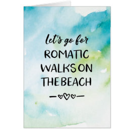 Cartão Dia de os namorados, caminhadas românticas na prai