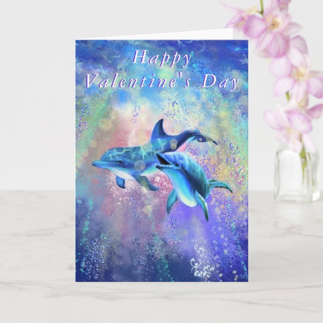 Cartão Dia de os namorados Card Dolphin Casal Love (Orquídea)