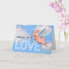 Cartão Dia de os namorados De Amor Cupido De Suíno Voador