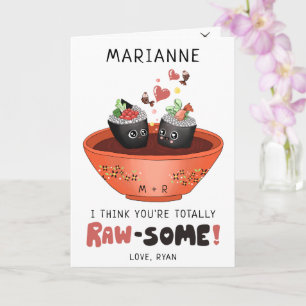 Cartão Dia de os namorados de amor, rosa-branca, Kawaii S