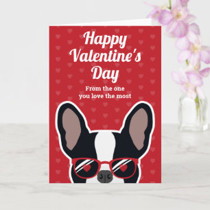 Cartão Dia de os namorados de Buldogue Francês Negro e Br