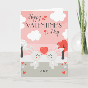 Cartão Dia de os namorados de Casal de coelho romeno