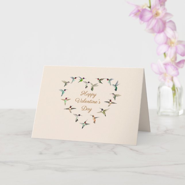 Cartão Dia de os namorados de Coração Hummingbird (Orquídea)