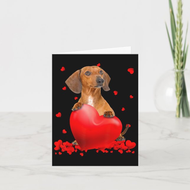 Cartão Dia de os namorados de Natal do Heart Dachshund Do (Frente)