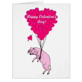 Cartão Dia de os namorados de porco romântico bonito