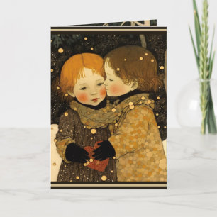 Cartão Dia de os namorados doce na moça da floresta