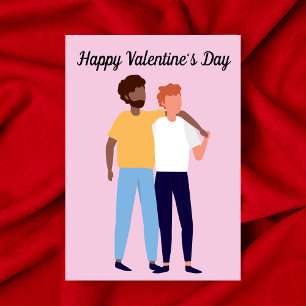 Cartão Dia de os namorados Gay Interracial Dois Homens