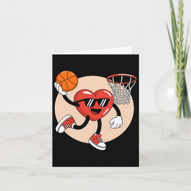 Cartão Dia de os namorados Heart Dunking Basball 2 (Frente)