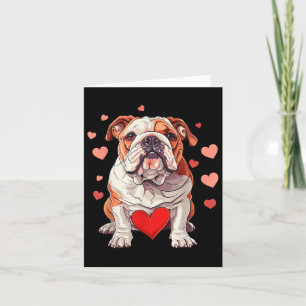 Cartão Dia de os namorados Inglês Bulldog Heart Dog Anima