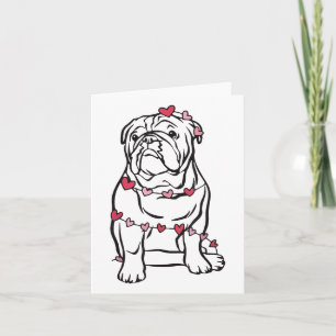 Cartão Dia de os namorados Inglês Bulldog Heart Dog Anima