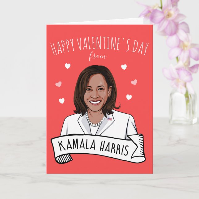 Cartão Dia de os namorados Kamala Harris (Orquídea)
