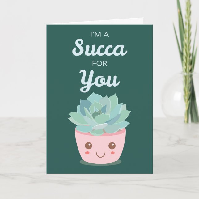 Cartão Dia de os namorados para você com Kawaii Succulent (Frente)