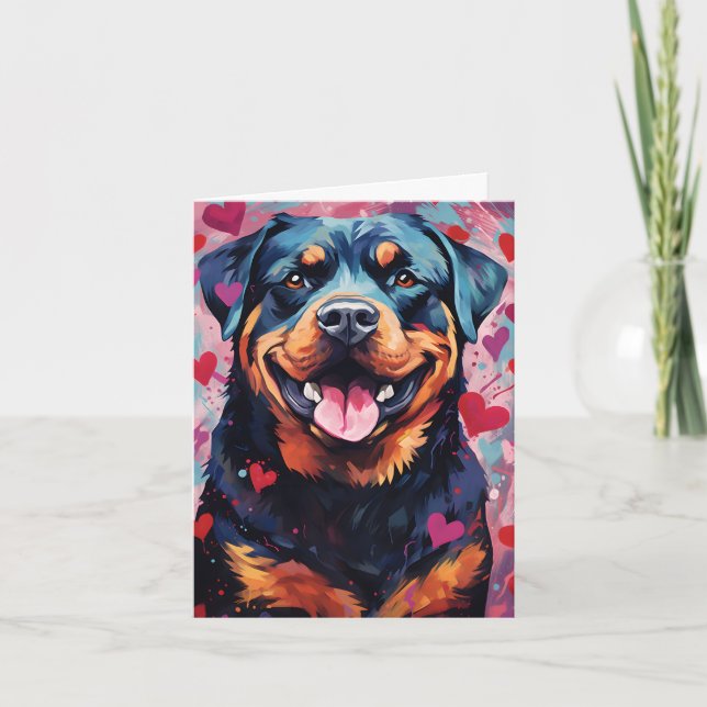 Cartão Dia de os namorados Rottweiler (Frente)