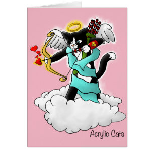 Cartão Dia de os namorados Tuxedo Cupid Cat