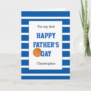 Cartão Dia de os pais Azul de Basquete para Pai