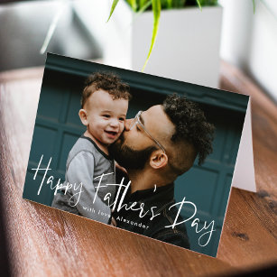 Cartão Dia de os pais de Fotografia de Script Branco com 