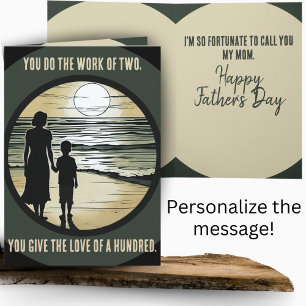 Cartão Dia de os pais de Gratidão da Mãe solteiro