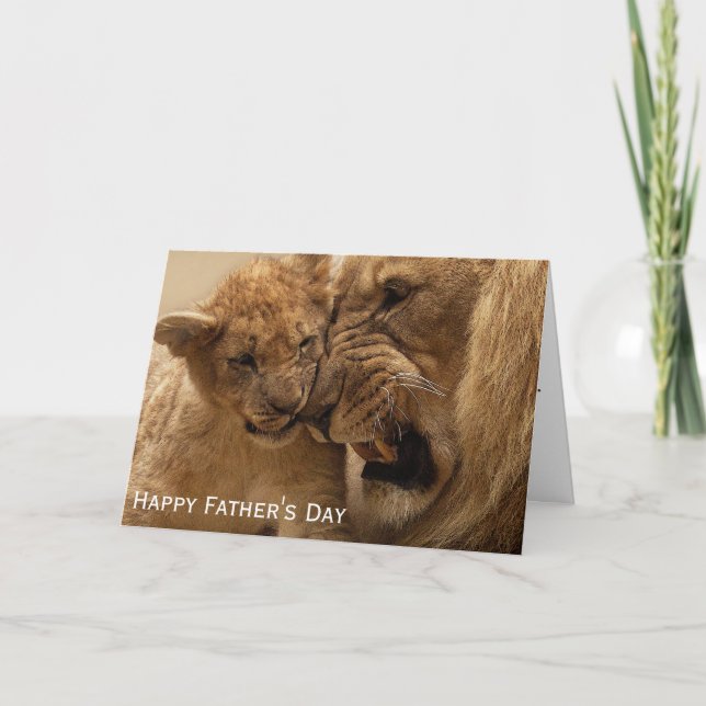 Cartão Dia de os pais de leão e cubo (Frente)