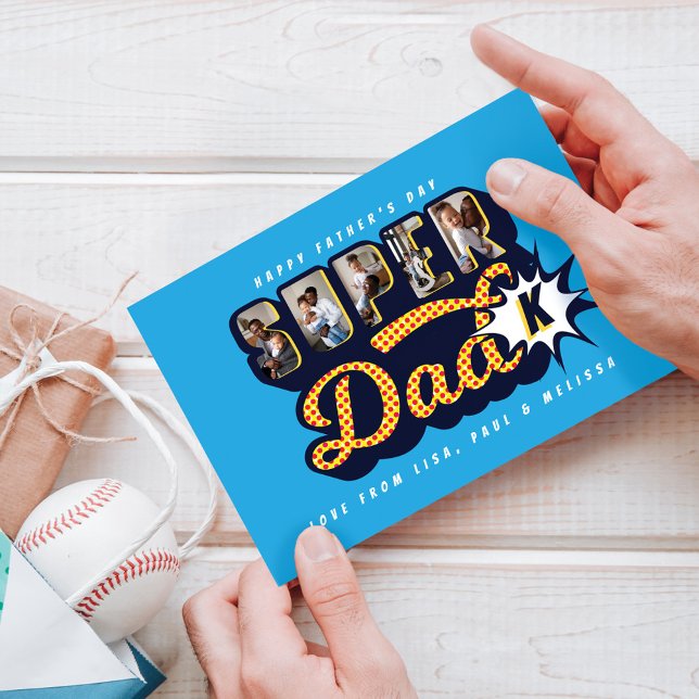 Cartão dia de os pais de quadrinhos super-herói super-Pai (Criador carregado)