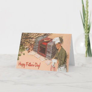 Cartão Dia de os pais De Vintagem Do CHURRASCO De Barbequ