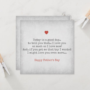 Cartão Dia de os pais eu te amo tanto quanto a mamãe Card