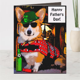 Cartão Dia de os pais Feliz Corgi