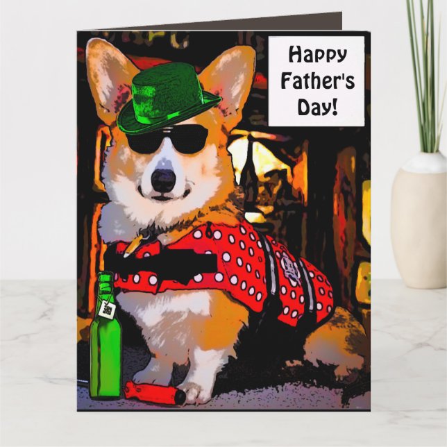 Cartão Dia de os pais Feliz Corgi (Frente)