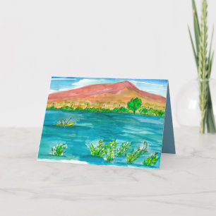 Cartão Dia de os pais Feliz do Lago Kayak Mountain