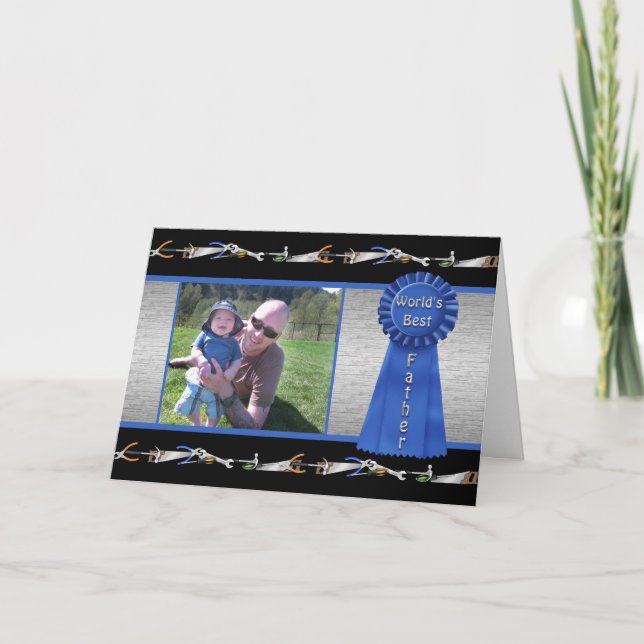 Cartão Dia de os pais feliz - melhor pai do mundo - costu (Frente)