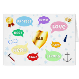 Cartão Dia de os pais Melhor Pai Palavras Nuvens Rei Coro