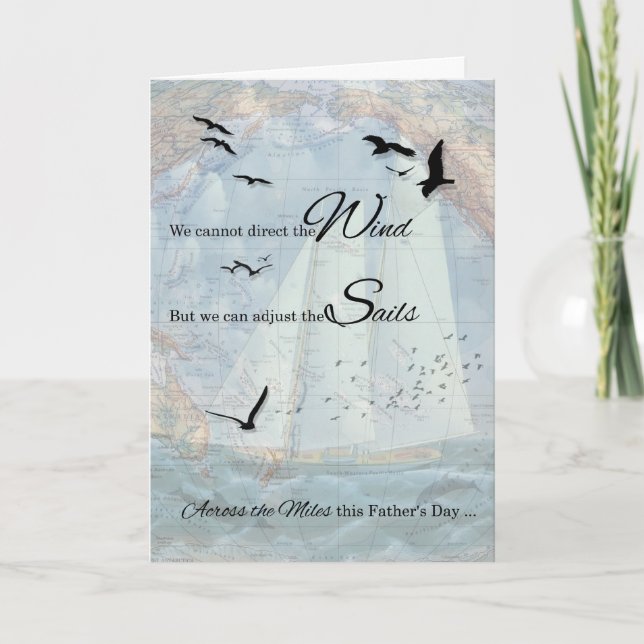 Cartão Dia de os pais no Tema Náutico Milhas (Frente)