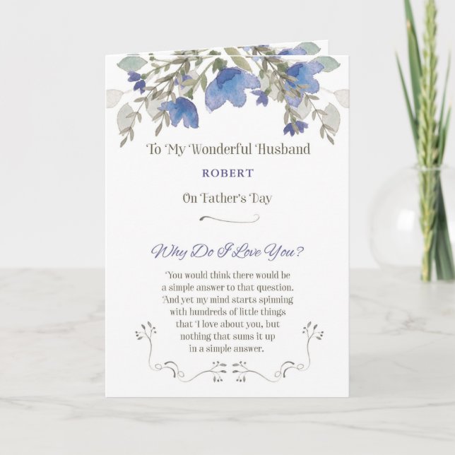 Cartão Dia de os pais para Marido Personalizar com Nome (Frente)