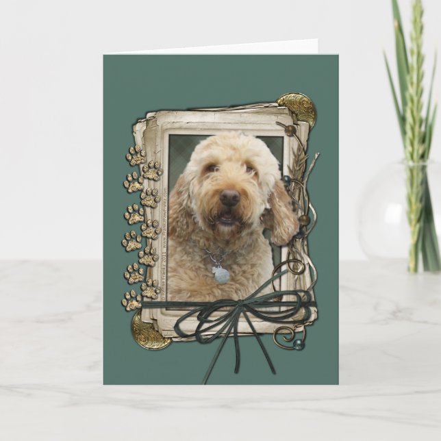 Cartão Dia de os pais - Peças de pedra - GoldenDoodle (Frente)